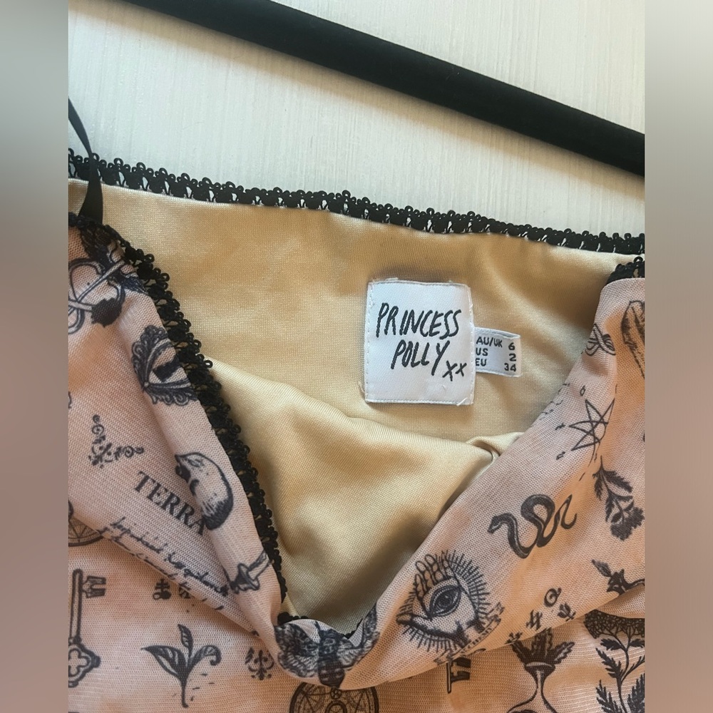 Princess Polly Women's tattoo slip dress.  Tan and Black - Picture 3 of 5